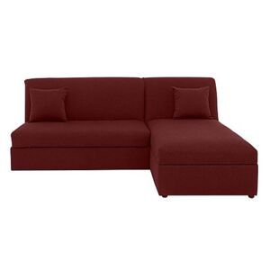 Versatile Small 2 Seater Fabric Chaise Sofa Bed with Storage No Arms - Red