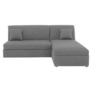 Versatile Small 2 Seater Fabric Chaise Sofa Bed with Storage No Arms - Grey