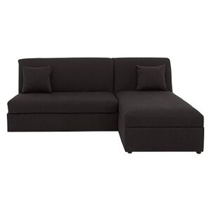Versatile Small 2 Seater Fabric Chaise Sofa Bed with Storage No Arms - Black