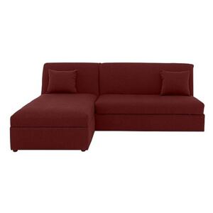 Versatile 2 Seater Fabric Chaise Sofa Bed with Storage No Arms - Red