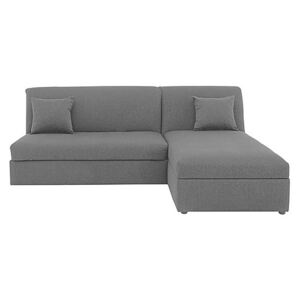 Versatile 2 Seater Fabric Chaise Sofa Bed with Storage No Arms - Grey