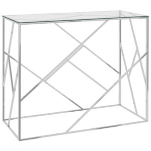 VidaXL Side Table Silver 90x40x75 cm Stainless Steel and Glass