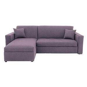Versatile Small 2 Seater Fabric Chaise Sofa Bed with Storage with Box Arms - Purple