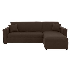 Versatile 2 Seater Fabric Chaise Sofa Bed with Box Arms - Brown