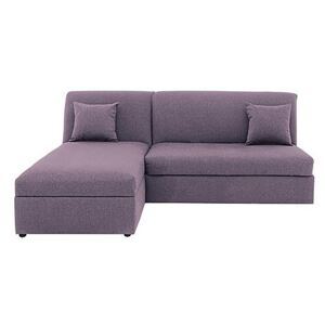 Versatile Small 2 Seater Fabric Chaise Sofa Bed No Arms - Purple