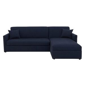 Versatile 2 Seater Fabric Chaise Sofa Bed with Storage with Slim Arms - Blue