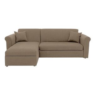 Versatile Small 2 Seater Fabric Chaise Sofa Bed with Storage with Scroll Arms - Beige