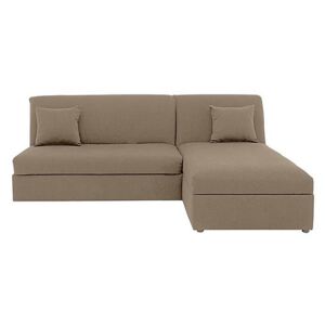 Versatile 2 Seater Fabric Chaise Sofa Bed with Storage No Arms - Beige