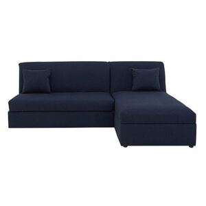Versatile 2 Seater Fabric Chaise Sofa Bed with Storage No Arms - Blue