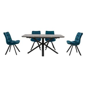 Diego Rectangle Extending Dining Table and 4 Chairs - Teal