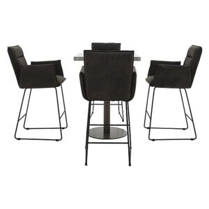 Moon Bar Table and 4 Bar Stools with Arms