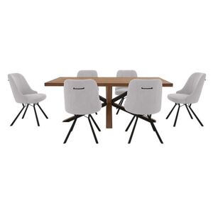 Habufa - Detroit 200cm Starburst Leg Dining Table with 6 Detroit Dining Chairs