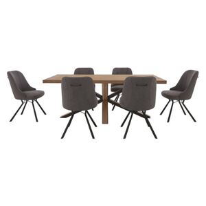 Habufa - Detroit 200cm Starburst Leg Dining Table with 6 Detroit Dining Chairs