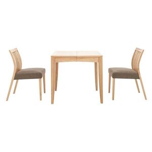 Duplex Small Extending Dining Table with 2 Low Slatted-Back Chairs