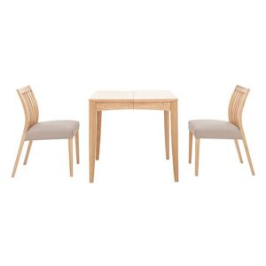 Duplex Small Extending Dining Table with 2 Low Slatted-Back Chairs