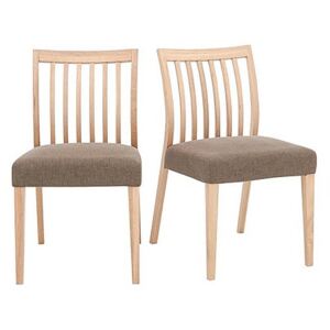 Duplex Pair of Low Slatted-Back Dining Chairs - Brown