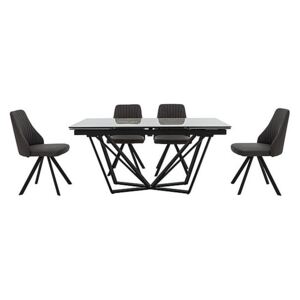 Aquila Extending Dining Table and 4 Swivel Dining Chairs - Grey