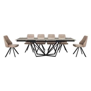 Aquila Extending Dining Table and 6 Swivel Dining Chairs - Grey