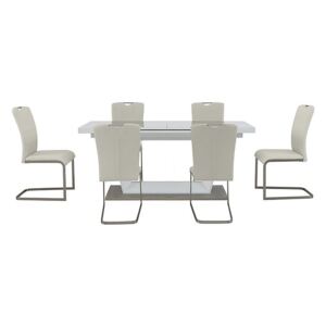 Bianco Large Extending Dining Table and 6 Chairs Dining Set