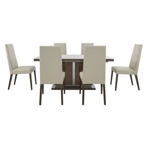 ALF - Vito Large Extending Dining Table and 6 Rose Wood Back Faux Leather Dining Chairs