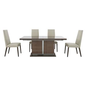 ALF - Vito Large Extending Dining Table and 4 Rose Wood Back Faux Leather Dining Chairs