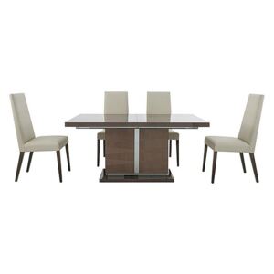 ALF - Vito Small Extending Dining Table and 4 Rose Wood Back Faux Leather Dining Chairs