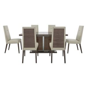 ALF - Vito Large Extending Dining Table and 6 Cream Faux Leather Dining Chairs