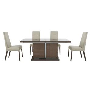 ALF - Vito Large Extending Dining Table and 4 Cream Faux Leather Dining Chairs