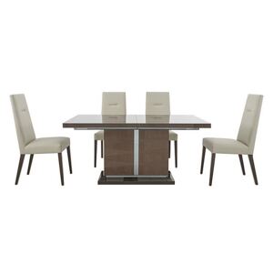 ALF - Vito Small Extending Dining Table and 4 Cream Faux Leather Dining Chairs