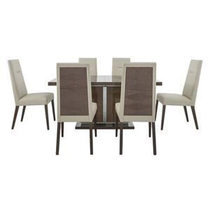 ALF - Vito Small Extending Dining Table and 6 Cream Faux Leather Dining Chairs