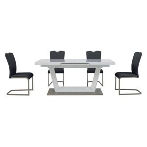 Bianco Large Extending Dining Table and 4 Chairs Dining Set