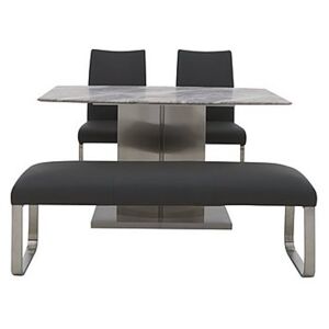 Cocoon Dining Table, 2 Chairs and Low Bench - Black