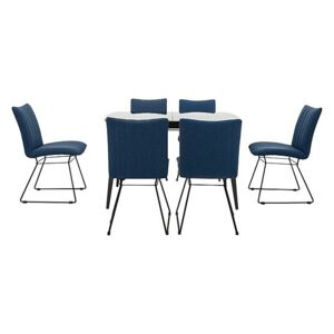 Ace Small Extending Dining Table and 6 Chairs - Blue