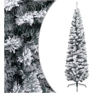 VidaXL Slim Artificial Christmas Tree with Flocked Snow Green 210 cm PVC