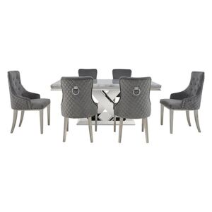 Dolce Dining Table, 4 Side Chairs and 2 Button Back Dining Chairs