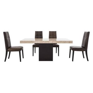 Stone International - Adriana Rectangular Marble Dining Table with 4 Dining Chairs