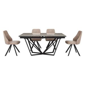 Aquila Extending Dining Table and 4 Swivel Dining Chairs - Grey