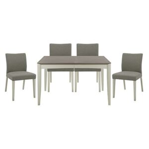Skye Medium Table and 4 Upholstered Chairs - Grey
