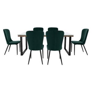 Noir Dining Table with U-Shaped Legs with 6 Chairs Dining Set - 220-cm