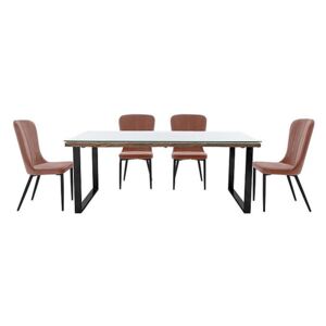 Noir Dining Table with U-Shaped Legs with 4 Chairs Dining Set - 220-cm