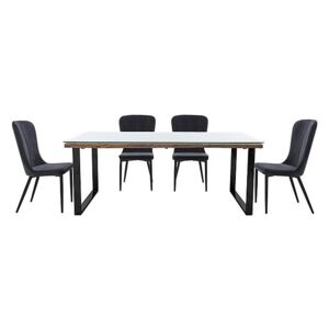 Noir Dining Table with U-Shaped Legs with 4 Chairs Dining Set - 220-cm