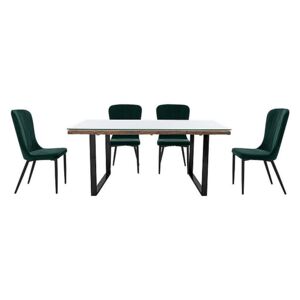 Noir Dining Table with U-Shaped Legs with 4 Chairs Dining Set - 180-cm