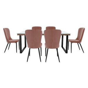 Noir Dining Table with U-Shaped Legs with 6 Chairs Dining Set - 220-cm
