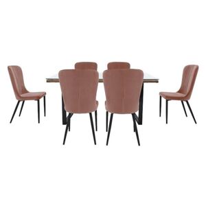 Noir Dining Table with U-Shaped Legs with 6 Chairs Dining Set - 180-cm