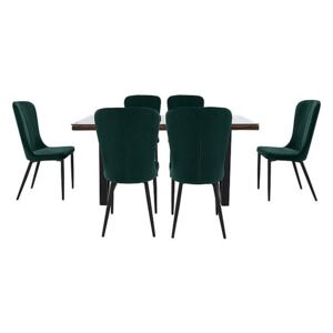 Noir Dining Table with X-Shaped Legs with 6 Chairs Dining Set - 180-cm