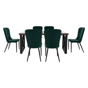 Noir Dining Table with X-Shaped Legs with 6 Chairs Dining Set - 220-cm
