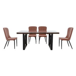Noir Dining Table with X-Shaped Legs with 4 Chairs Dining Set - 180-cm