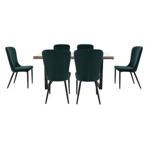 Noir Dining Table with U-Shaped Legs with 6 Chairs Dining Set - 180-cm