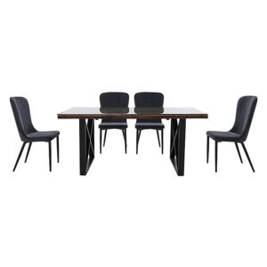 Noir Dining Table with X-Shaped Legs with 4 Chairs Dining Set - 180-cm