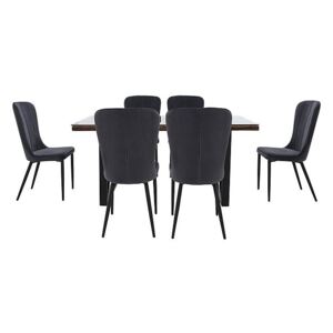 Noir Dining Table with X-Shaped Legs with 6 Chairs Dining Set - 180-cm